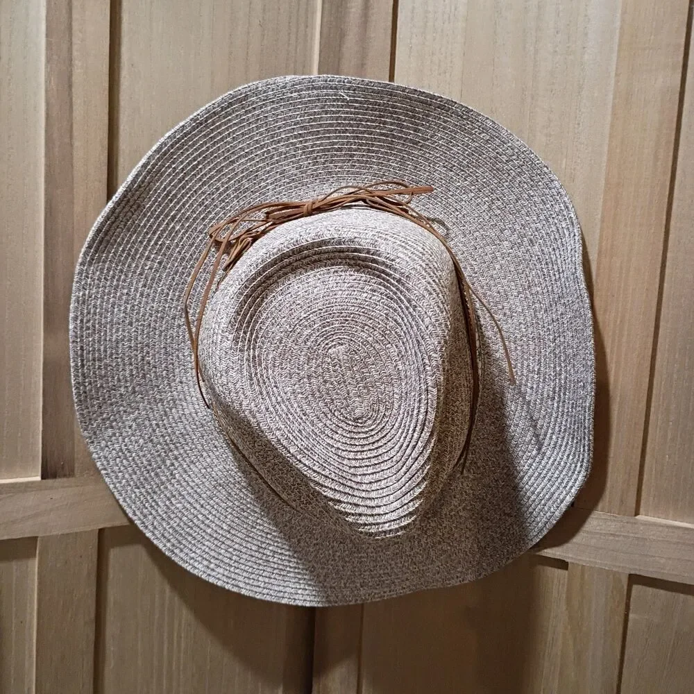Gray/brown western boho hat turquoise - Picture 4 of 5